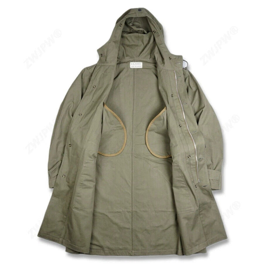 Military US Army M47 Jacket Trench Coat Mens Spring Fall Zip Hooded Windbreaker 07FC0E-D4 - KOEEK