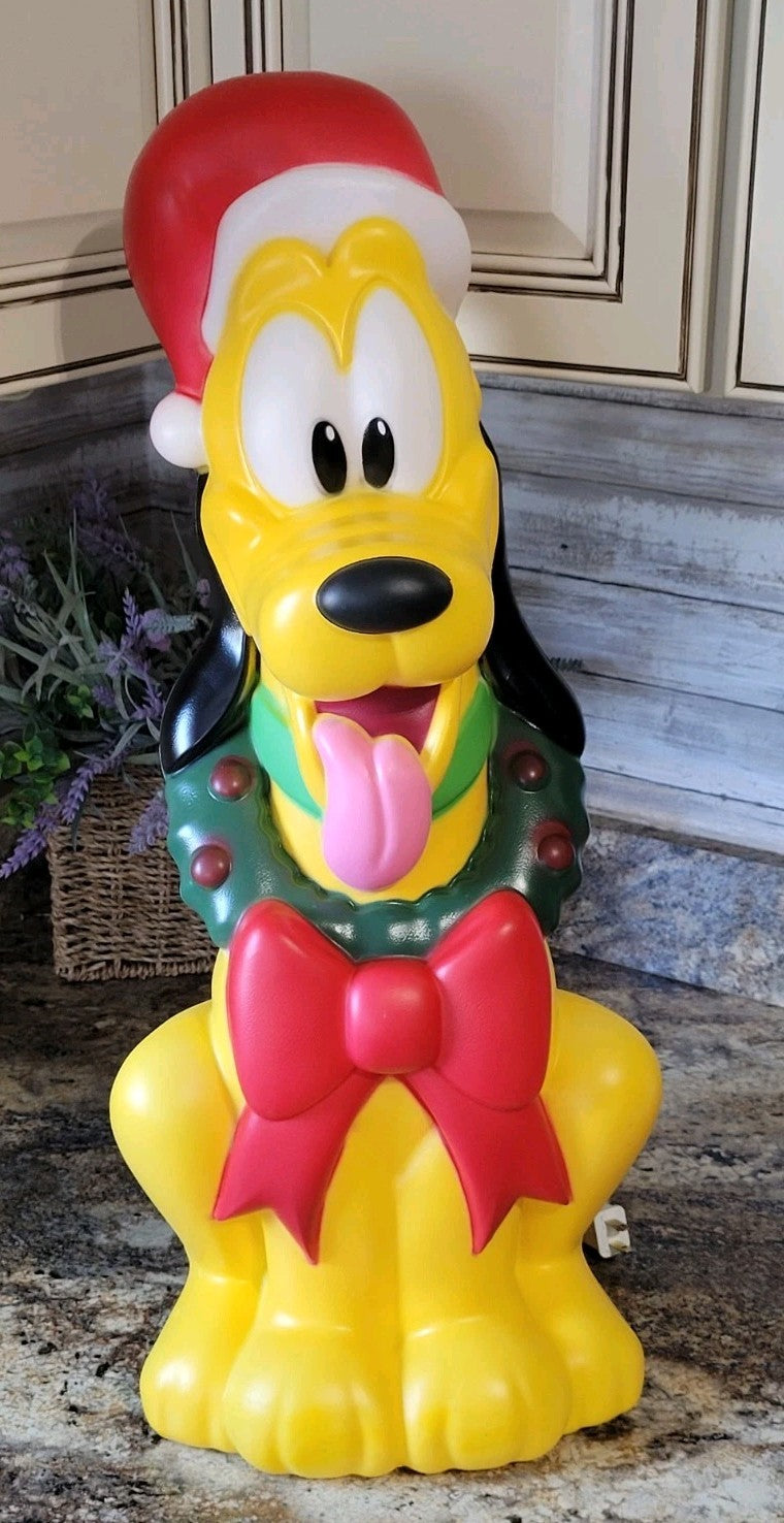 ! Disney's 2ft Pluto in Santa Hat Lighted Christmas Blow Mold Yard Decoration 07FC0E-D4 - KOEEK