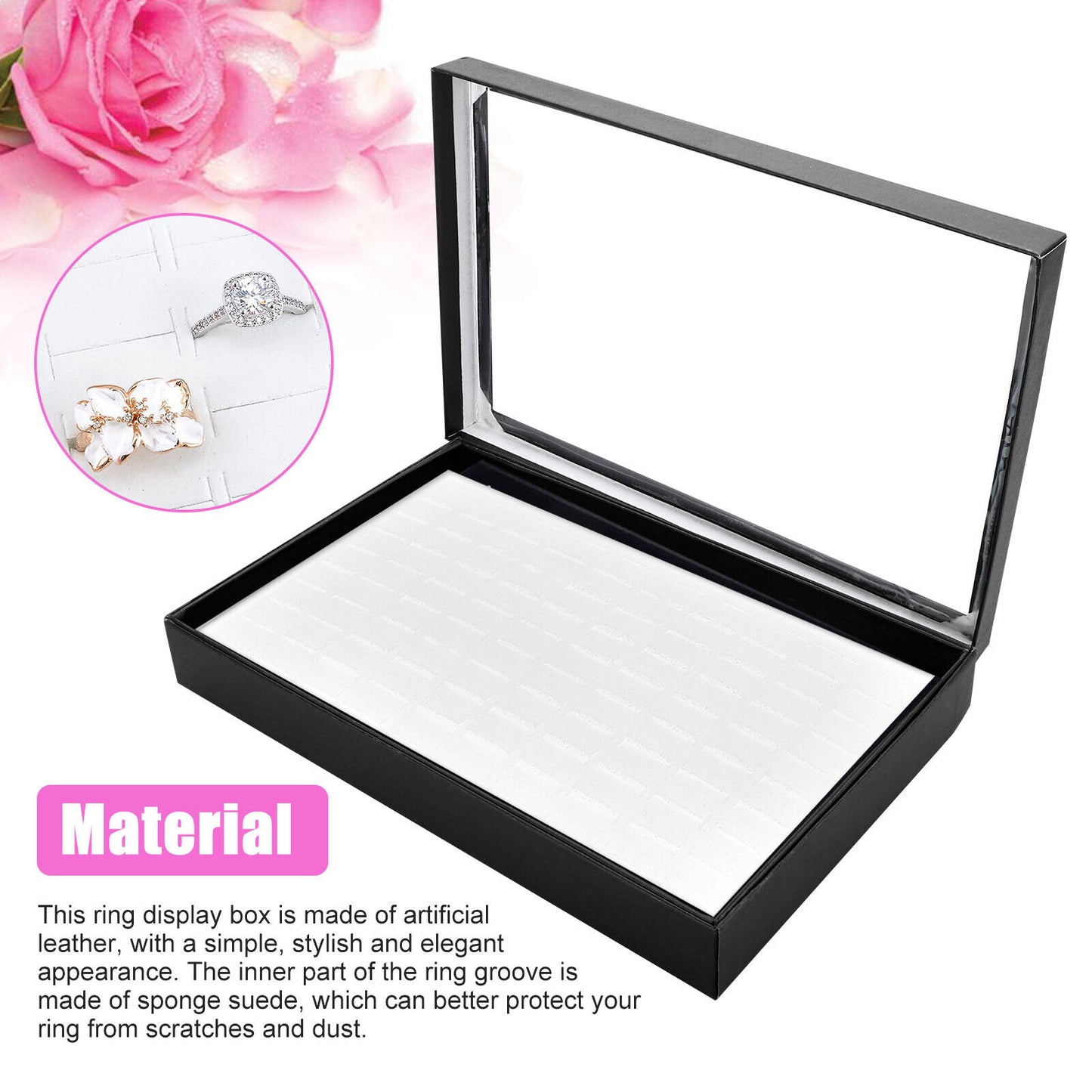 100 Slots Jewelry Ring Display Organizer Case Tray Holder Earring Storage Box