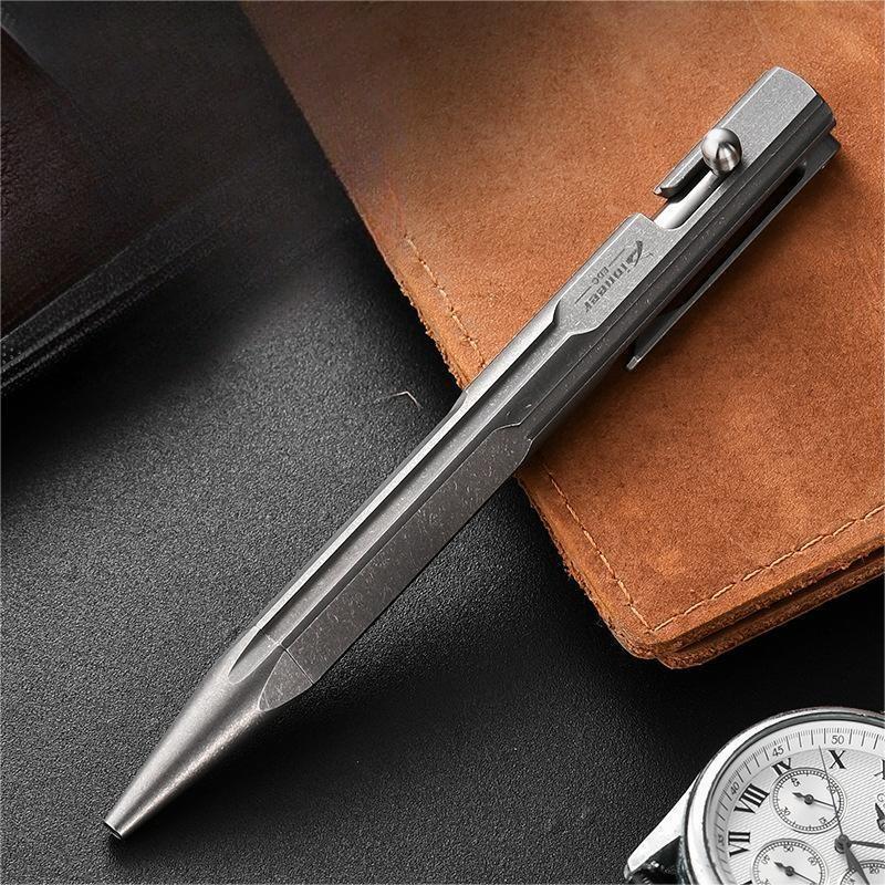 Titanium Bolt Action Ballpoint Pen EDC Pocket Pen Business Office Writing Gift 07FC0E-D4 - KOEEK