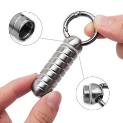 EDC Mini Pure Titanium Waterproof Case Pendant Pill Holder w/ Openable Keyring 07FC0E-D4 - KOEEK