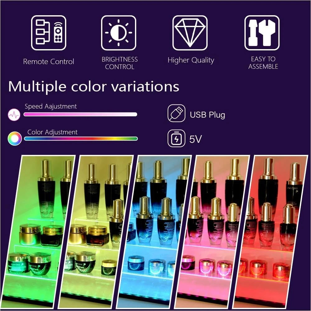 12-inch transparent acrylic display rack with LED lights, three tiers 07FC0E-D4 - KOEEK