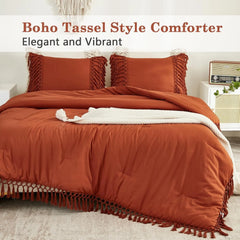 King Size Burnt Orange Duvet Cover, 3 Piece Bedding Duvet Cover and Set