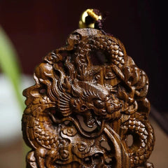 Agarwood Dragon Pendant Carved Ornament Hanging Decoration for Car or Handheld 07FC0E-D4 - KOEEK