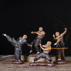 4PCS Set Chinese Kung Fu Shaolin Monk Ceramics Material Arts Figure Home Decorat 07FC0E-D4 - KOEEK