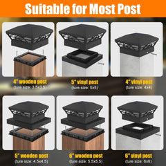 new T-SUN Solar Post Cap Light: 6 Pack Outdoor Lights Warm/Cold White-6 T-SUN - KOEEK