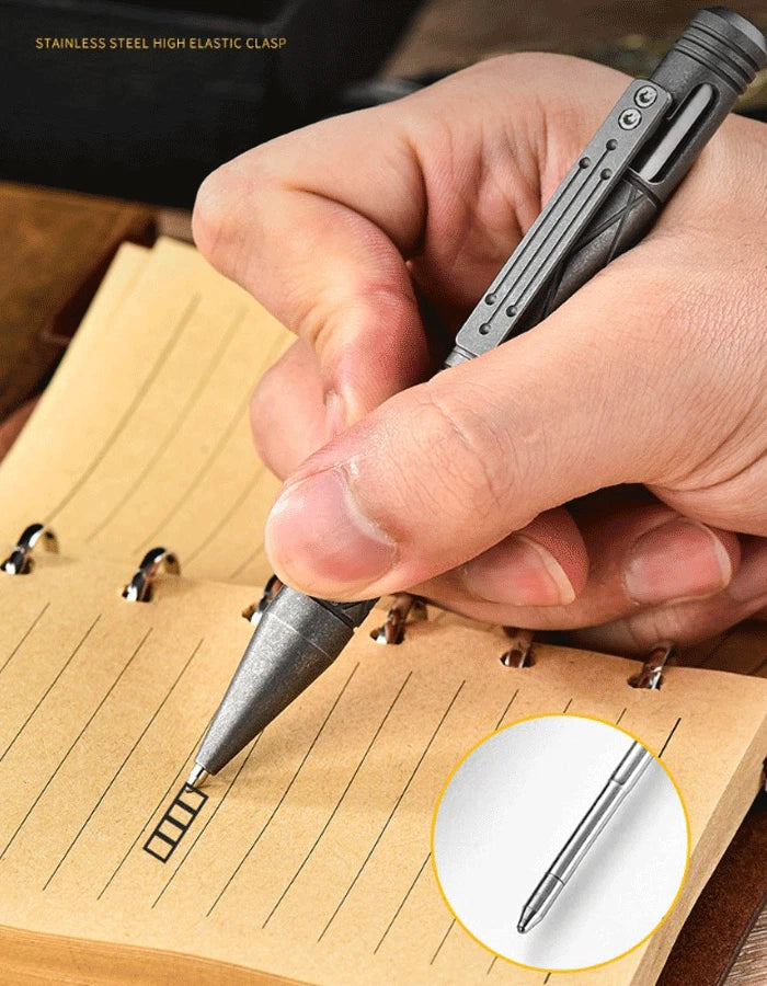 EDC Titanium Pocket Ball Pen Office Signature Working Stationery w/ 5 G2 Refills 07FC0E-D4 - KOEEK