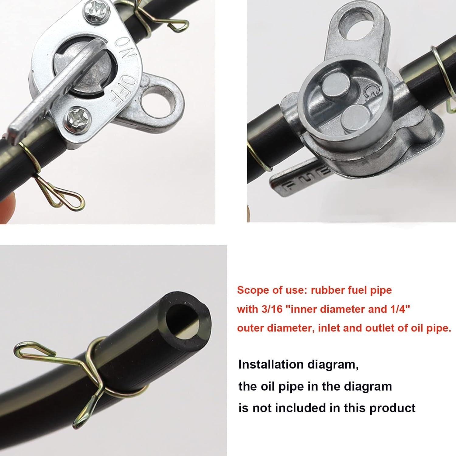 new Taiss 3/16" Inline Gas Fuel Petcock On-Off Switch Shut Off Valve .Suitable...