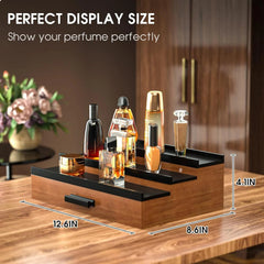 Wooden Men's Cologne Organizer 3 Tier Elevated Cologne Display Rack 07FC0E-D4 - KOEEK