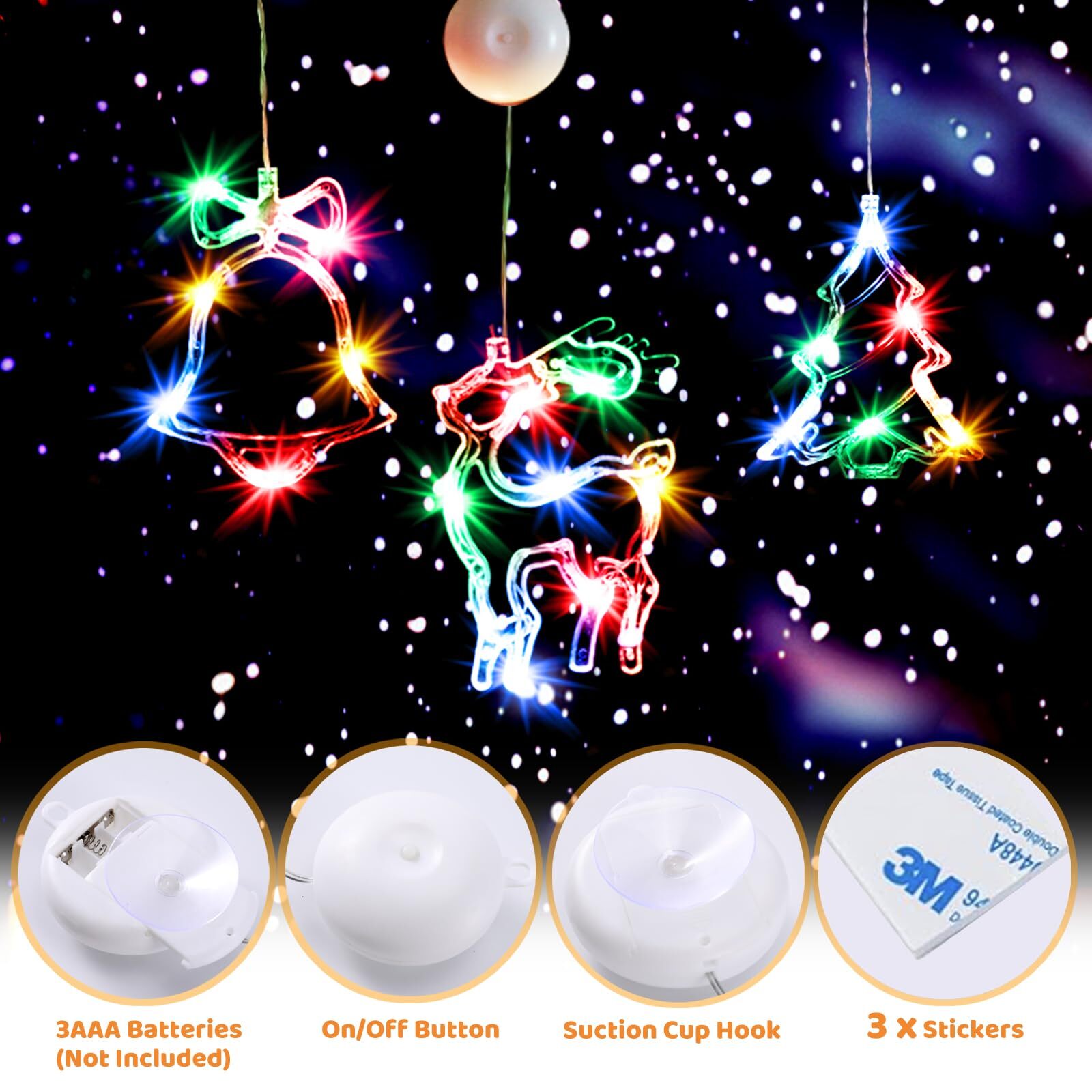 Brightown 3 PCS Lighted Christmas Window Decorations Light up Bell X-Mas Tree... BRIGHTOWN - KOEEK