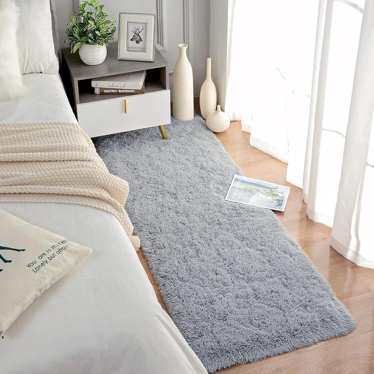 Soft Runner Rugs for Bedroom Living Room Plush Fluffy Rug 2x6 Feet, Shag Furry 07FC0E-D4 - KOEEK