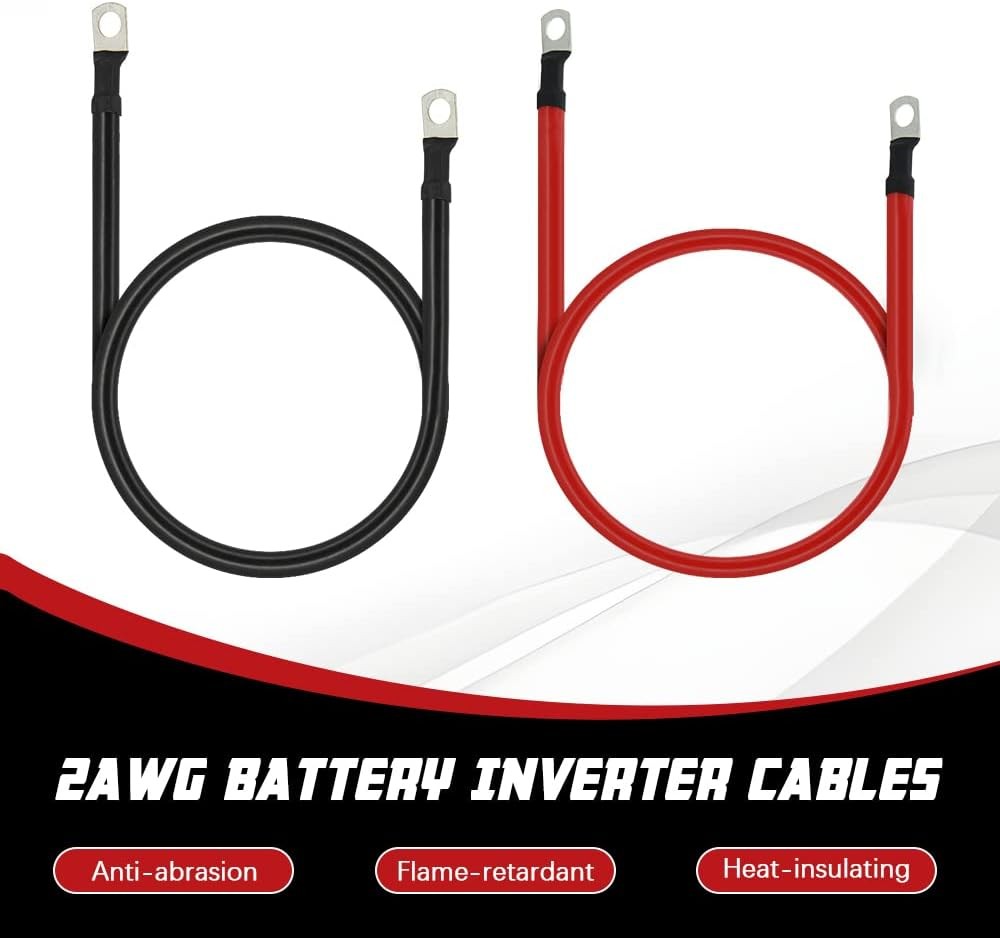 new 2 AWG Battery Cable 3FT 2 Gauge Pure Copper Inverter 3 FT-2 07FC0E-D4 - KOEEK
