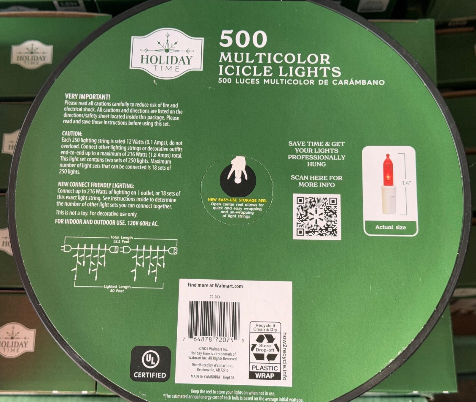 ! Holiday Time 500-Count Multicolor LED Icicle Lights with White Wire HOLIDAY TIME - KOEEK