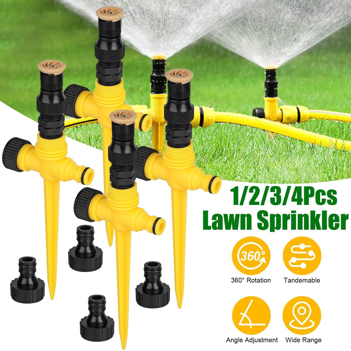 1-4x 360° Garden Lawn Automatic Sprinkler System