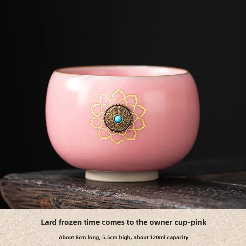 120ml Ceramic Ru Kiln Tea Drinking Cup Crackle Glaze Master Cup Kung Fu Tea Set 07FC0E-D4 - KOEEK