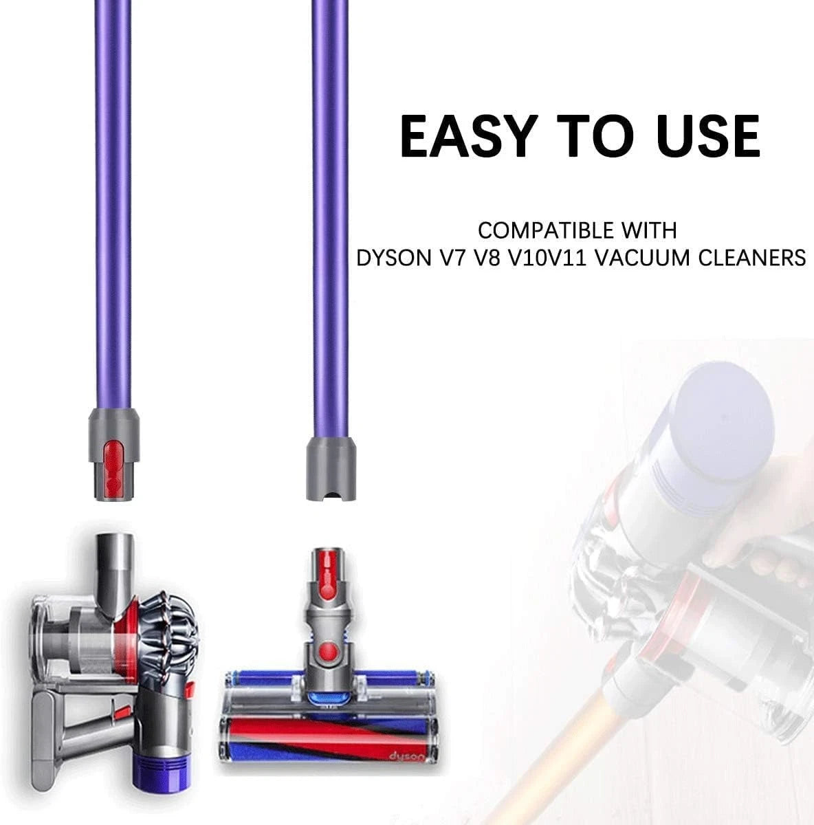 Replacement vacuum pole for cordless stick vacuum cleaner,quick release (purple) 07FC0E-D4 - KOEEK