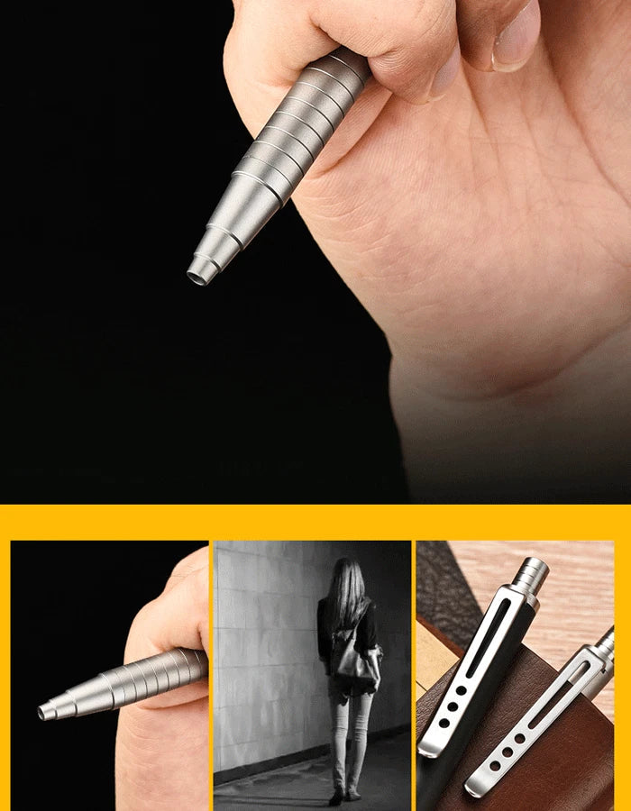EDC Titanium Alloy Pocket Ball Pen Signature Working Tactical Pen w 5pcs Refills 07FC0E-D4 - KOEEK