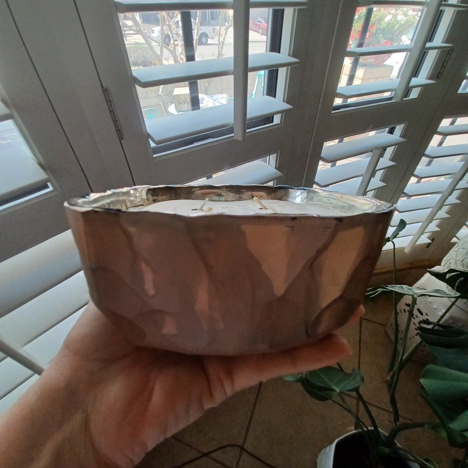 ANTHROPOLOGIE PEBBLE WHITE BIRCH & PUMPKIN GLASS CANDLE HUGE VERY LGE FENG SHUI ANTHROPOLOGIE - KOEEK