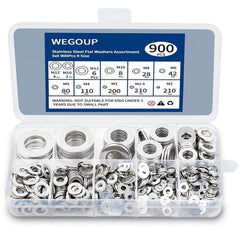 new 900 Pcs Stainless Steel Flat Washers for Screws, 304 9 Sizes 900 07FC0E-D4 - KOEEK