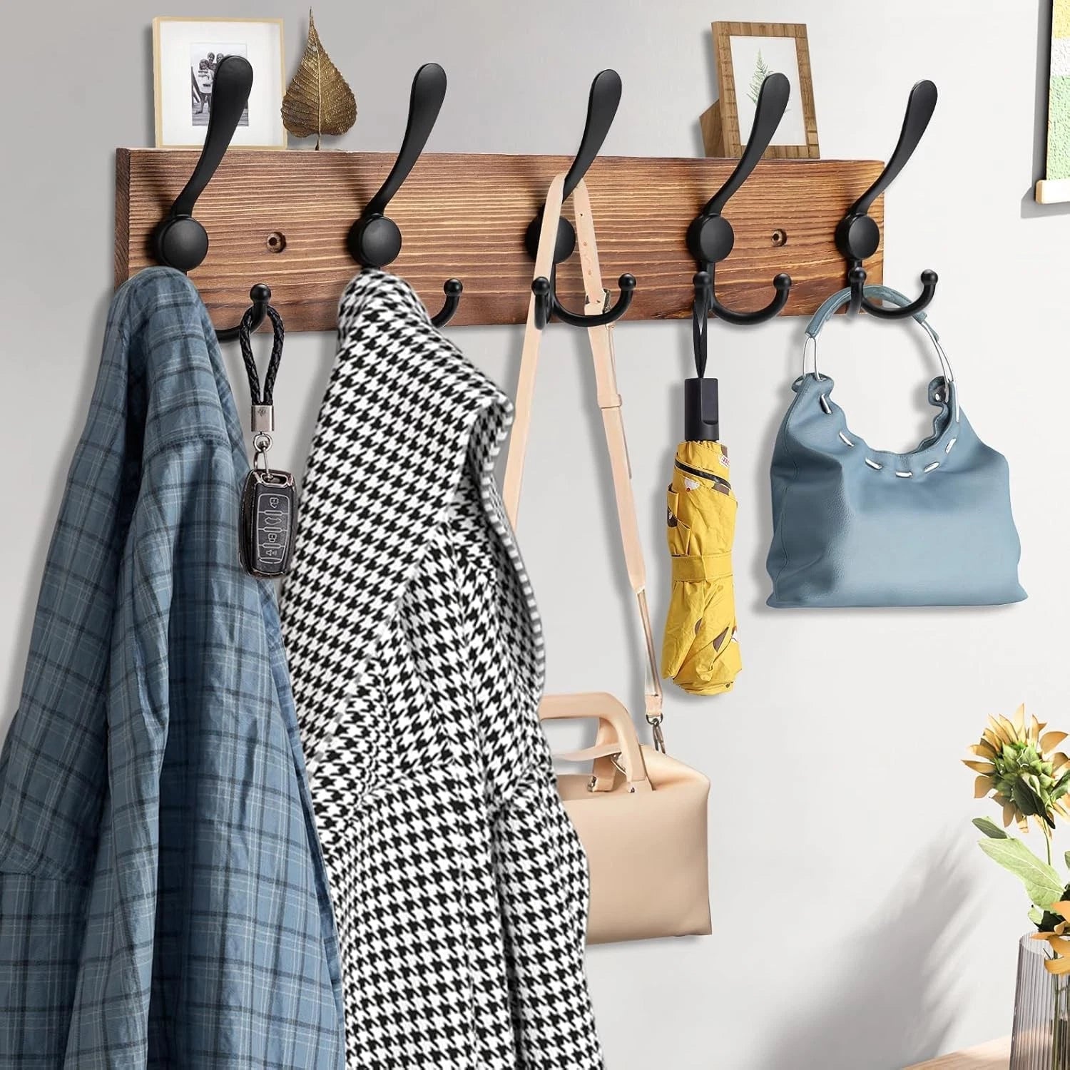 Wall-mounted coat rack Wooden hat rack Suitable for wall hooks 07FC0E-D4 - KOEEK