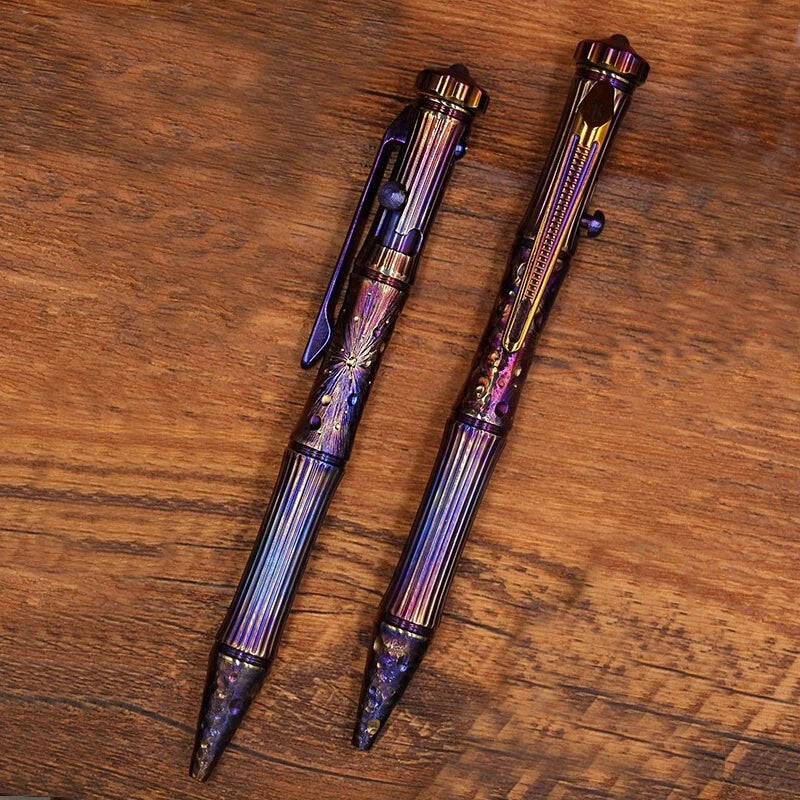 EDC Titanium Alloy Meteorite Pattern Pocket Ballpoint Pen Spinner Toy 5 Refills 07FC0E-D4 - KOEEK