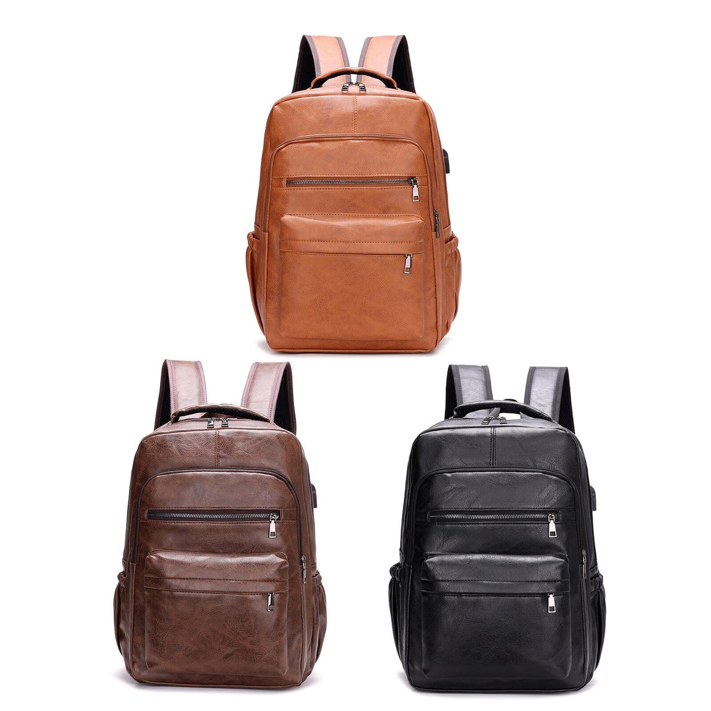 new Leather Laptop Backpack For Men Large Travel Vintage Backpack Waterproof College koeek - KOEEK