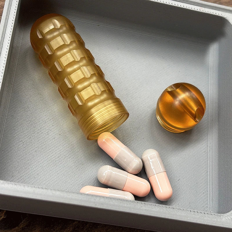 PEI Titanium Pocket Waterproof Pill Case Holder Organizer Box Container Keychain 07FC0E-D4 - KOEEK
