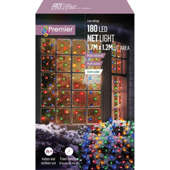 Premier 180 LED Christmas Multi-Action Curtain Net Lights - 1.7m x 1.2m - MULTI PREMIER - KOEEK