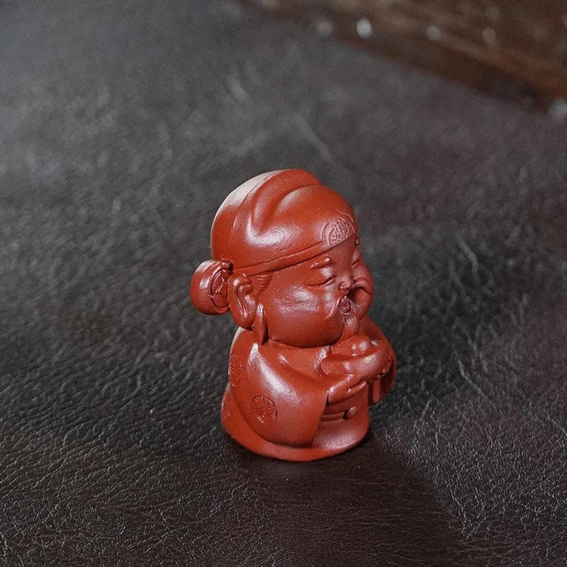 7.5cm Vintage Yixing Purple Clay Wealth God Tea Pet Tea Statue Ornaments Crafts 07FC0E-D4 - KOEEK