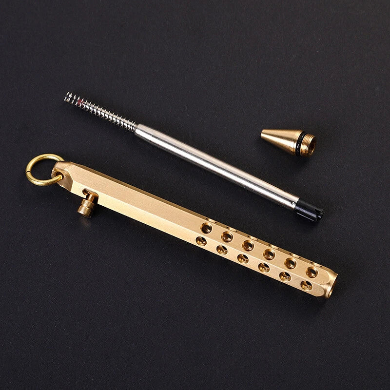 Quality Solid Brass Bolt Action Ball Point Pen Copper Art Craft Pocket EDC Gift 07FC0E-D4 - KOEEK