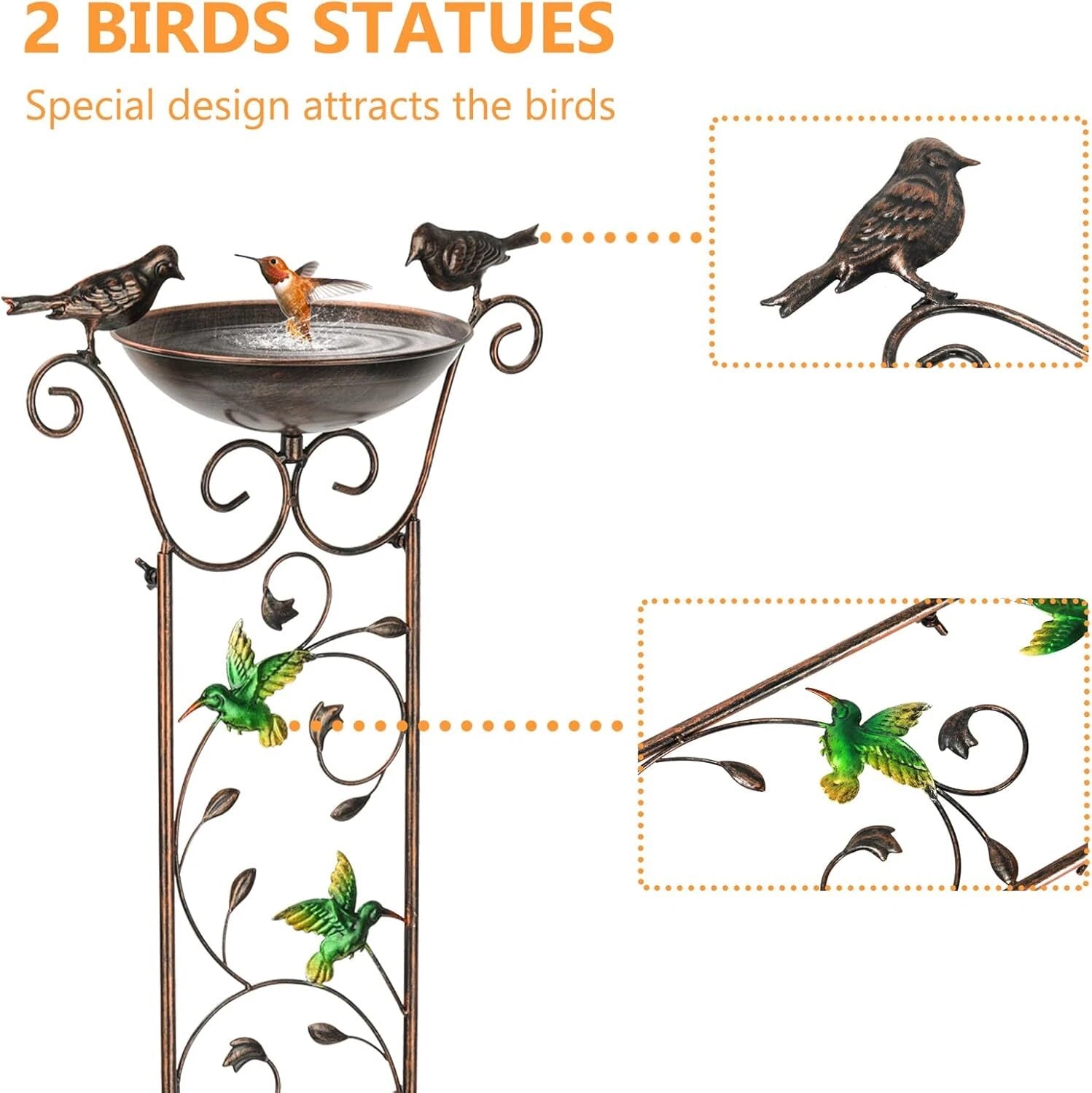 Garden Trellis Bird Bath Outdoor, 40 Inch Antique Iron Garden Plant Trellis 07FC0E-D4 - KOEEK