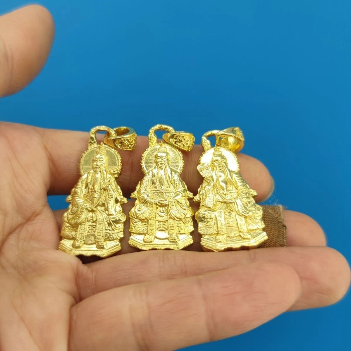Brass Taoist Three Pure Ones Pendant Set Taishang Laojun Car Hang Amulet 07FC0E-D4 - KOEEK