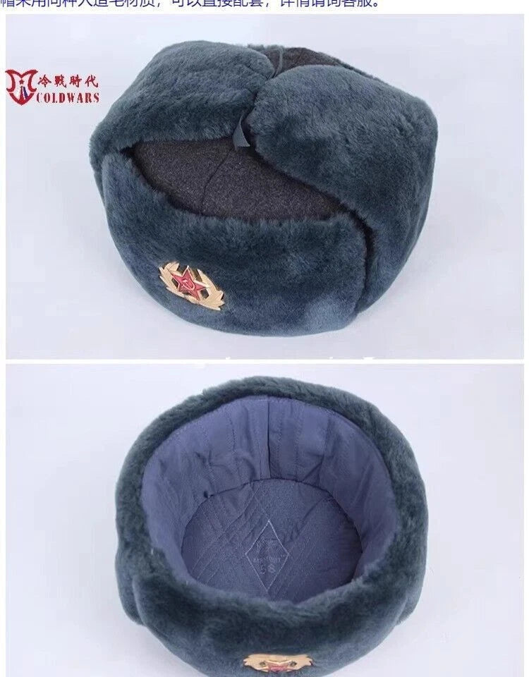 Reproduction Soviet Russia Woolen Velvet Men Winter Hat M69 Red Army Star Grey 07FC0E-D4 - KOEEK