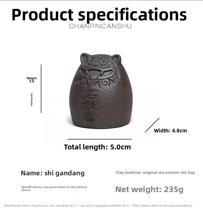 5.8cm Yixing Purple Clay Shigandang Tiger Stateu Handcarved Tea Pet Ornament 07FC0E-D4 - KOEEK