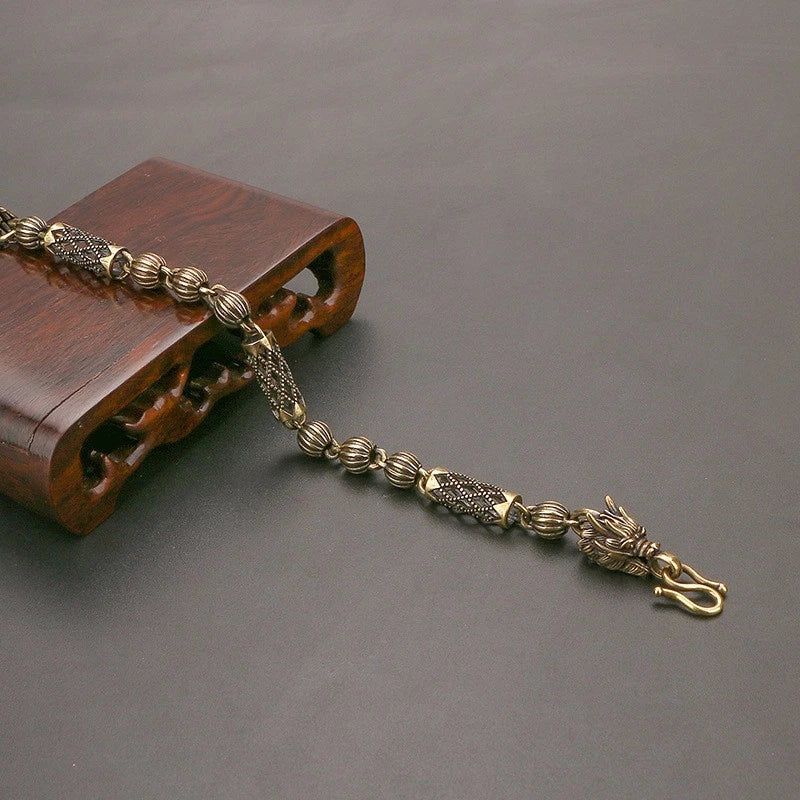 Zodiac Dragon Mens Antique Copper Bracelet Vintage Punk Chain Creative Jewelry 07FC0E-D4 - KOEEK