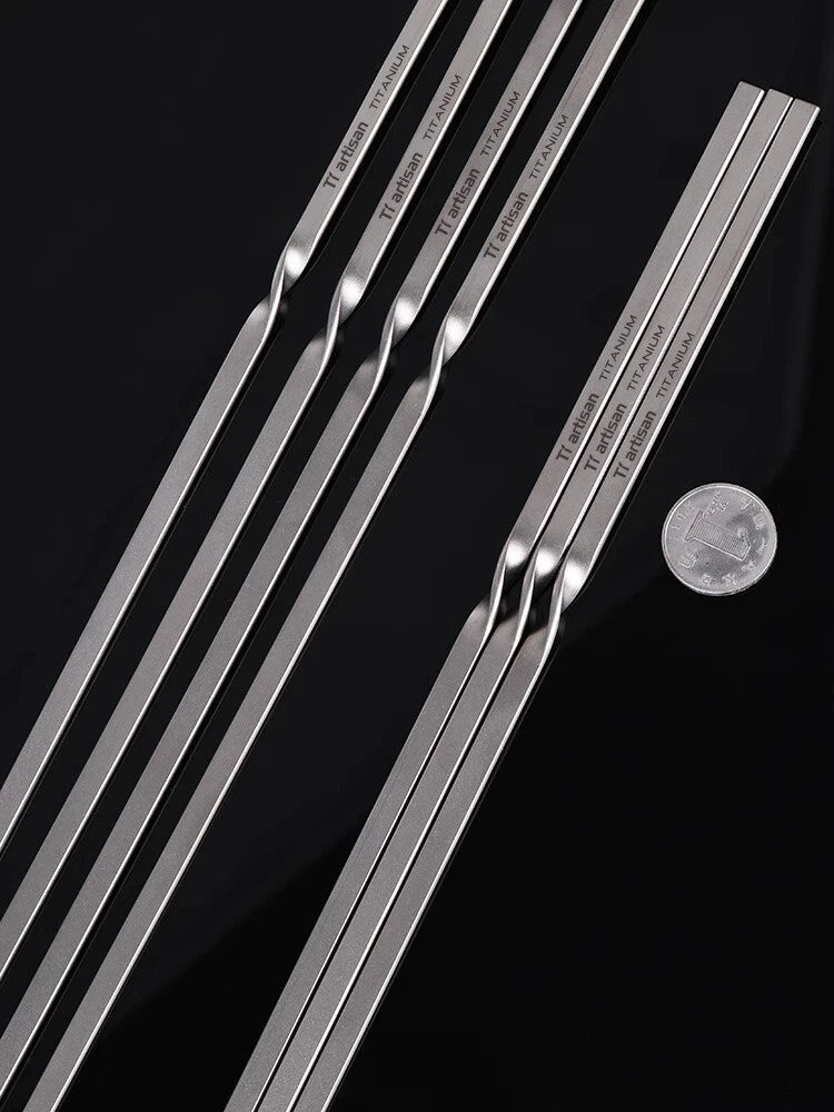5pcs Barbecue Skewer titanium Flat Grilling Skewers BBQ Needle Stick Barbecue 07FC0E-D4 - KOEEK