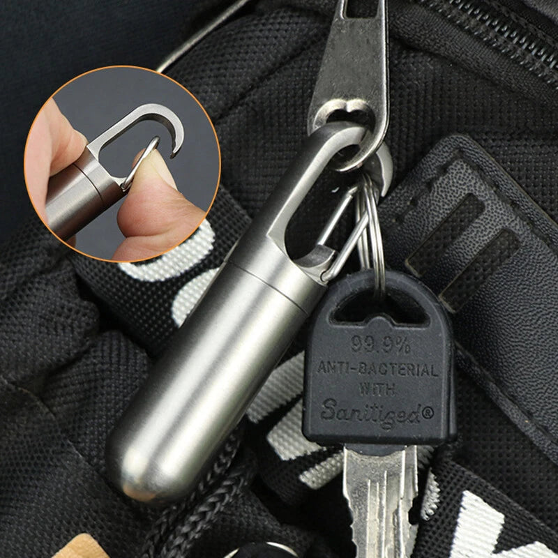 Creative Titanium Keychain Survival Waterproof Box Integrated medicine Pill Box 07FC0E-D4 - KOEEK