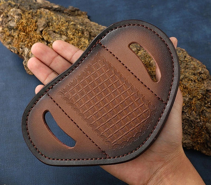 EDC Carved Cow Hand Made Leather Sheath for Folding Knife Belt Clip Cover Pouch 07FC0E-D4 - KOEEK
