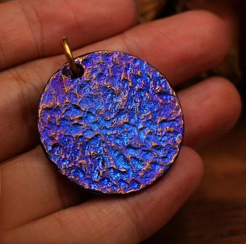 EDC Handmade Titanium Round Coin Disc Pendant for Necklace Charm DIY Keychain 07FC0E-D4 - KOEEK
