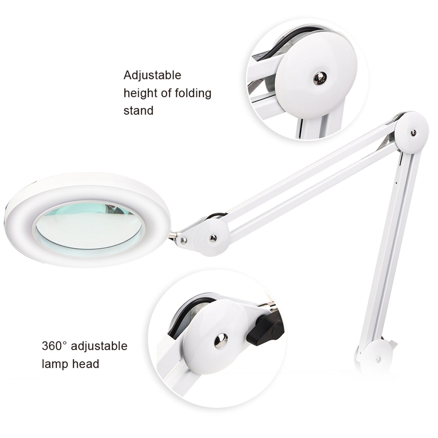 new Clip On Magnifier Lamp Tattoo USB 5X Magnifying Ring Lamp(White ) HGF koeek - KOEEK