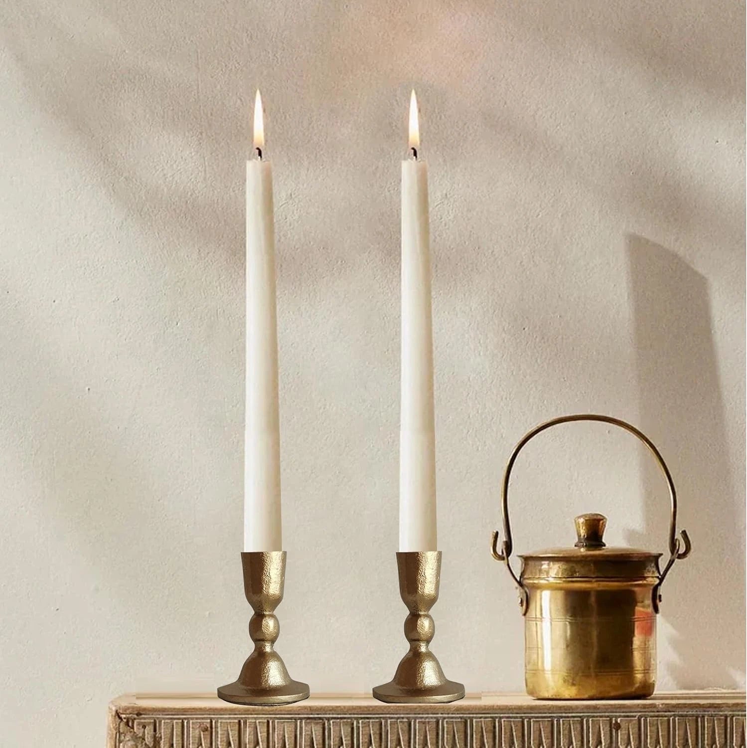 Antique Brass Iron Taper Candle Holders - Candlestick Holder for Weddings,Dining 07FC0E-D4 - KOEEK