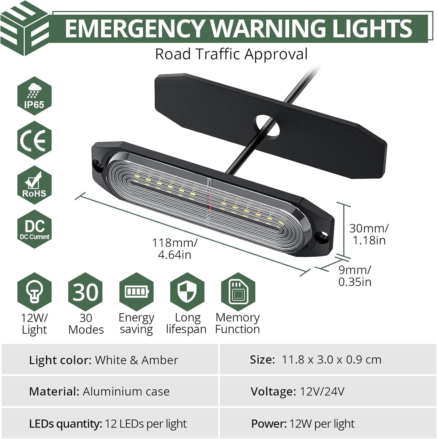 new EYPINS LED Surface Mount Strobe Lights Kit,White Amber Flashing White EYPINS - KOEEK