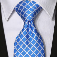 new KissTies Mens 63'' Extra Long Tie Check Plaid Striped Bright Blue White KISSTIES - KOEEK