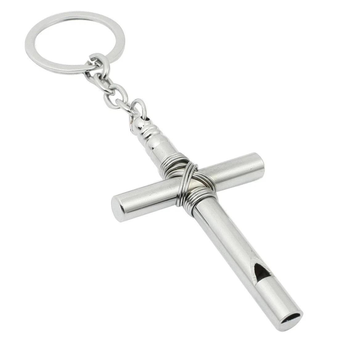 Metal Cross Whistle Keychain Pendant Dog Whistle with Keychain Silver 1pcs 07FC0E-D4 - KOEEK