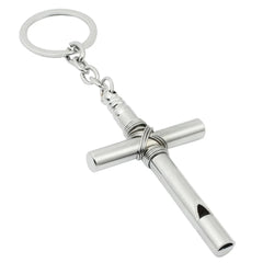 Metal Cross Whistle Keychain Pendant Dog Whistle with Keychain Silver 1pcs 07FC0E-D4 - KOEEK
