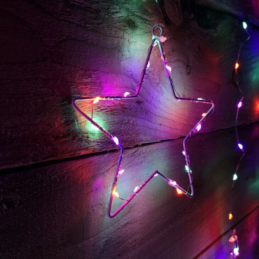 Premier 303 Rainbow Multicolour Pinwire LED Star Window Curtain Christmas Lights PREMIER - KOEEK