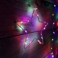 Premier 303 Rainbow Multicolour Pinwire LED Star Window Curtain Christmas Lights PREMIER - KOEEK