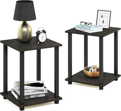 Simplistic Set of 2 End Table, Espresso/Black 07FC0E-D4 - KOEEK