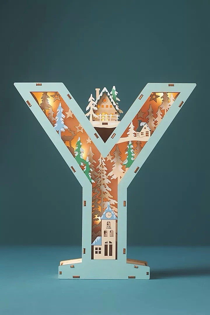 ANTHROPOLOGIE WONDERLAND MONOGRAM LETTER “Y” HOLIDAY CHRISTMAS LIGHT UP ANTHROPOLOGIE - KOEEK