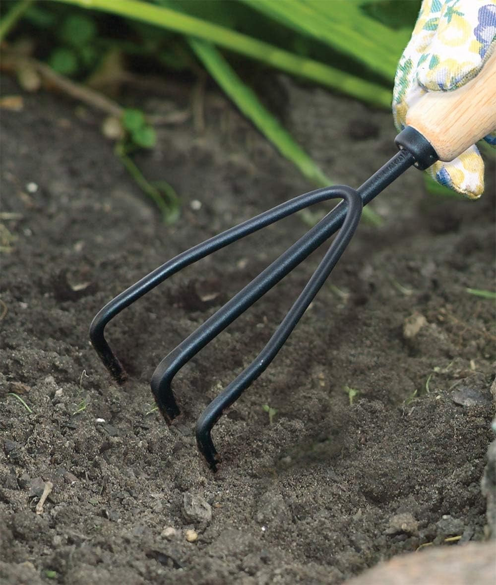 new AMES 2446300 Tempered Steel Hand Cultivator with Wood Handle, 11-Inch, Brown AMES - KOEEK